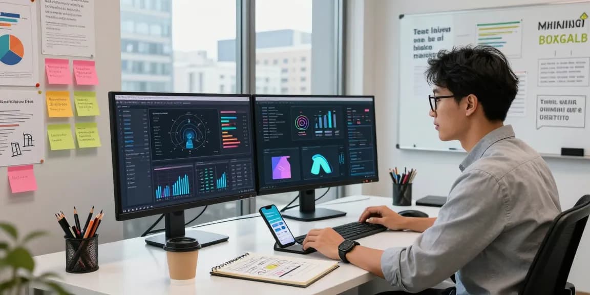 Dynamic workspace showcasing AI marketing tools in action.