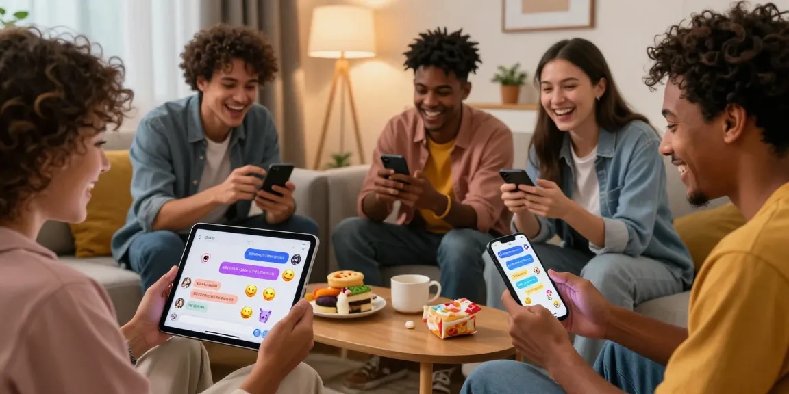 Engaging NSFW AI chat experience among diverse users in a cozy lounge.