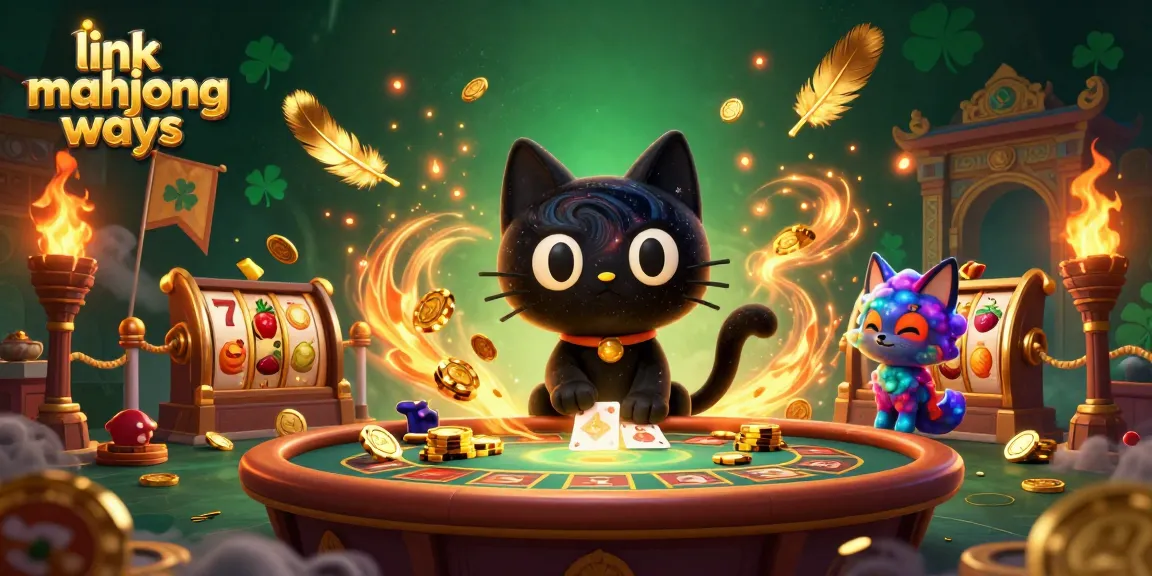 Experience thrilling wins with link mahjong ways, featuring cosmic cartoon characters at a vibrant casino.
