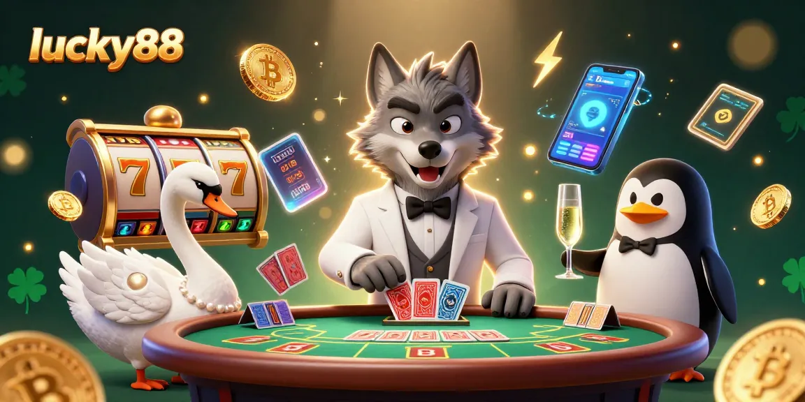 Engage in luck with the lucky88 slot gaming experience featuring vibrant characters and crypto-themed elements.