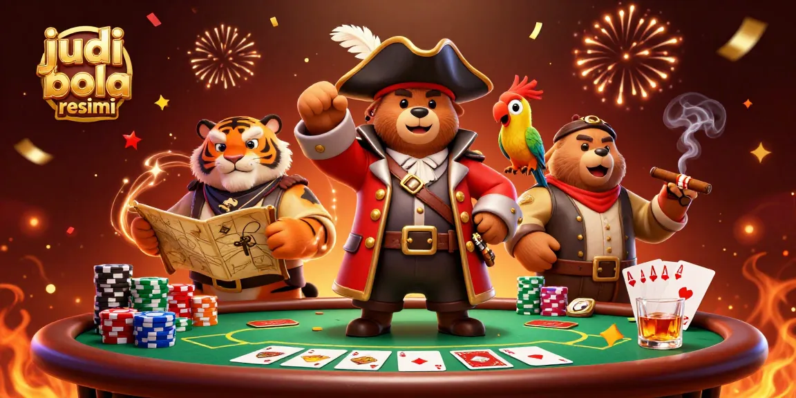 Engage in exciting judi bola resmi action with a 3D pirate cartoon scene showcasing thrilling betting elements.